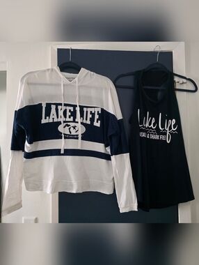Lake Life 2 Pack: White & Navy Long Sleve Jersey & Navy Graphic Tank Top